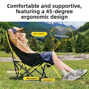 <span class=keywords><strong>Silla</strong></span> Plegable de Acero al Carbono y Tela Oxford para Exteriores con Respaldo Alto, Cojín Acolchado y Almohada, Cómoda <span class=keywords><strong>Silla</strong></span> Luna para Camping - Product Image 3