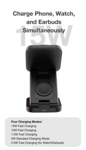 <span class=keywords><strong>3</strong></span>-in-1 caricatore magnetico senza fili multifunzione auricolare del telefono Smart Watch accessori - Product Image 5