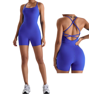 Conjunto de pantalones cortos de traje de yoga enderezados, top de fitness de una pieza de estilo desnudo, gama alta de una pieza - Product Image 1