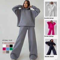 Ensemble survêtement décontracté deux pièces pour femme, sweat à capuche en coton mélangé à manches longues, collection automne-hiver 2026
