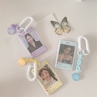 Porte-cartes rectangulaire en acrylique transparent en gros, petit porte-photo d'identité, porte-clés DIY pour cartes Goo