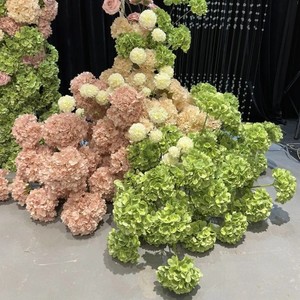 Hortensia simulada verde oscuro de Venta caliente Hortensia de tacto real 3D única floral artificial para arreglo floral - Product Image 5