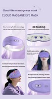 Masque de massage oculaire OEM à points de pression ciblés, chauffant et vibrant, avec minuterie 15 minutes, en silicone, sans fil, musique personnalisable