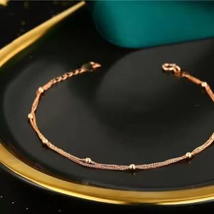 Xinfly Hot Sale 18K <b>Gold</b> Double Layer Mesh Link Chain <b>Bracelet</b> Au750 Trendy Chopin Adjustable <b>Bead</b> for Gift Party - Product Image 2