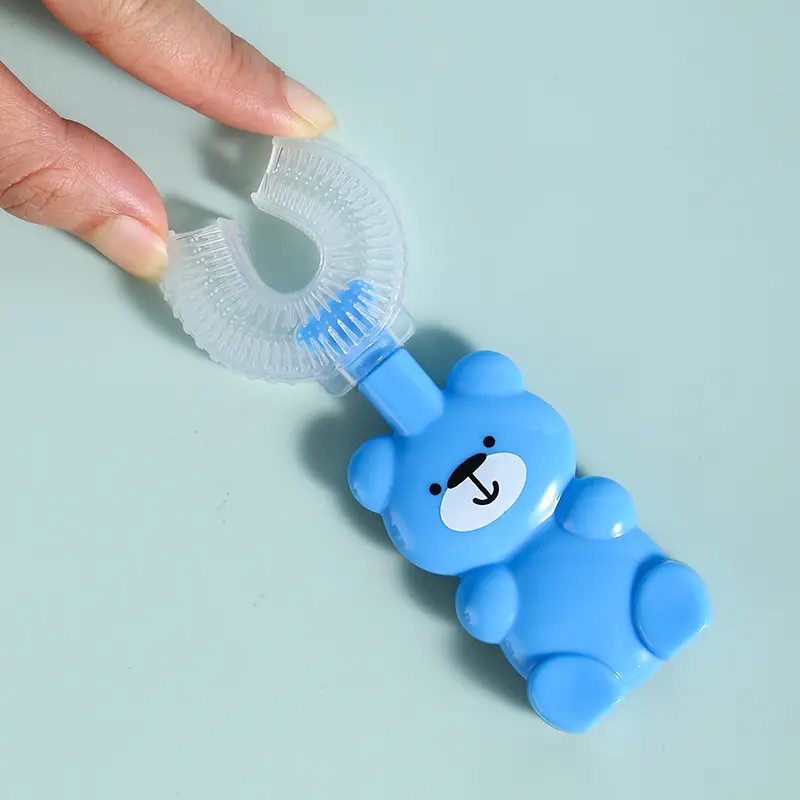 新しいデザインの赤ちゃんオーラルガムクリーニング歯ブラシ360度かわいいUタイプの赤ちゃんシリコン超柔らかい毛