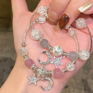 Temperament Radiant Gold Plated Zinc Alloy Star Moon Bangles Girlfriend Jewelry Exquisite Berry Crystal <b>Beaded</b> <b>Bracelet</b> for Girl - Product Image 4