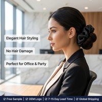 Chouchous en satin de luxe en gros, 6 couleurs unies : Noir, Bordeaux, Beige, Bleu marine, Blanc, Rose, Élastiques minimalistes pour cheveux, OEM, Marque privée