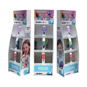 Supermarkt Werbung Zahnpasta Boden Karton Wellpappe-Display kundenspezifische Größe Papier zusammenklappbares Display mit LCD-Bildschirm