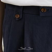 RTS/OEM Nouveau design Pantalon décontracté en lin pour homme, jambe droite, double pantalon plissé pour homme Vintage Old Money Style