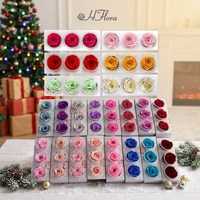 HFlora Fleurs - Roses éternelles naturelles au toucher réel DIY, OEM, Fête des Mères, Fête des Pères, Noël, Têtes de roses préservées de 6-7 cm