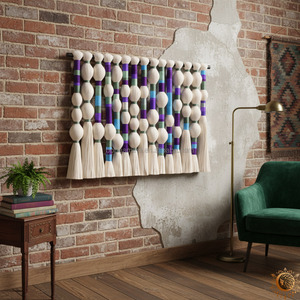 Tapiz Artesanal Hecho a Mano, Bola de Macramé, Burbuja de Macramé, Arte de Pared, Decoración de Pared para Sala de Estar, Decoraciones de Pared para el Hogar de Lujo - Product Image 5