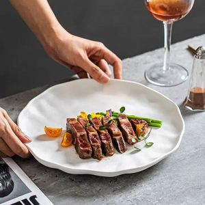 Ensemble d'assiettes à dîner en porcelaine noire/blanche de 8/10 pouces, écologiques, pour mariage, compatibles micro-ondes et lave-vaisselle, qualité alimentaire, durables - Product Image 2