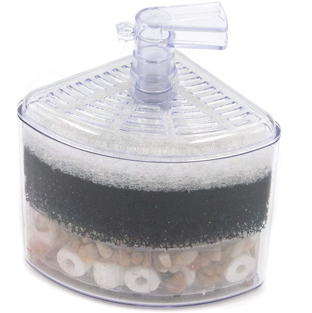XINYOU Corner Filter Aquarium Fish Tank Internal Air Driven Filter with Media XY-2008