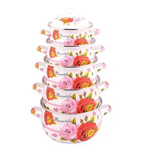 Olla de Hierro Fundido Esmaltada con Diseño Floral Completo y Logotipo Personalizado, Juego de Utensilios de Cocina Esmaltados - Product Image 4