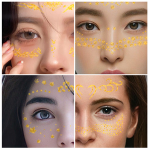 Adesivi per Trucco Jiangmei Little Stars, Effetto Lentiggini 3D, Tatuaggio Temporaneo <span class=keywords><strong>con</strong></span> Stampa Dorata per Feste in Maschera, 150x105mm, 1pz/opp - Product Image 3