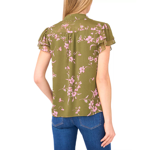 Tùy chỉnh của phụ nữ đôi rung Ngắn Tay Áo ẩn Placket đầy đủ in mùa hè <span class=keywords><strong>Tops</strong></span> thiết kế thời trang - Product Image 2