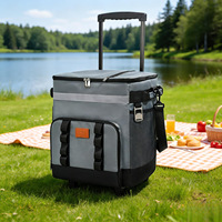 Glacière roulante portable pour pique-nique en extérieur, sac isotherme à roulettes pour voiture, boîte isotherme pliable en tissu Oxford 35L