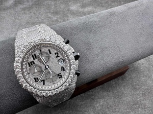 นาฬิกาเพชรออเดอมาร์หรูหราแบบกำหนดเองกันน้ำ42มม. การเคลื่อนไหวของ3126โครโน VVS เพชรโมอิสซาไนต์เพชรเต็มรูปแบบ - Product Image 5