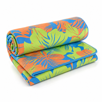 Serviette de plage tropicale personnalisée à séchage rapide, sans sable, en microfibre recyclée, avec sac