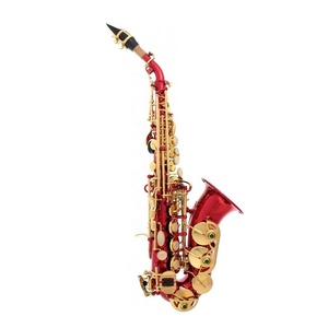 SEASOUND OEM <span class=keywords><strong>Saxofón</strong></span> Soprano Curvo Rojo de Alta Calidad y Bajo <span class=keywords><strong>Precio</strong></span>, Tono BB, Llaves Doradas, Estuche Plegable Impermeable JYSS100DRDL - Product Image 1