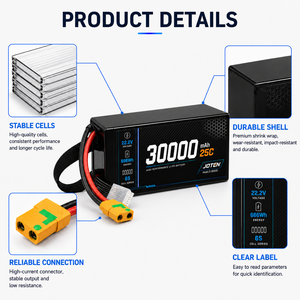 Batterie LiPo professionnelle 30000mAh 6S 22.2V 25C pour drone, pack haute décharge 666Wh pour livraison de marchandises et UAV de levage lourd OEM ODM - Product Image 3