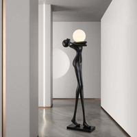 Lampadaire LED moderne style nordique, sculpture humaine, design boule lumineuse en résine, pour hôtel, salon, chambre à coucher, décoration