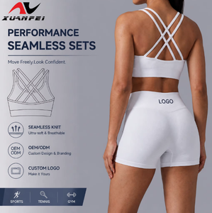 Tendencia 2026: Sujetador deportivo de yoga acanalado sin costuras blanco para mujer, con tirantes cruzados en la espalda, sexy, con espalda abierta, top corto para gimnasio y fitness. - Product Image 1
