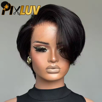 Perruque en cheveux indiens bruts avec dentelle HD transparente, coupe pixie, perruque courte bob avec dentelle frontale, sans colle, cheveux humains vierges, vente en gros