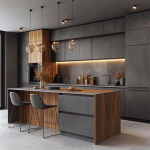 Armoires de cuisine personnalisées haut de gamme, placards, bois massif, finition luxueuse, acier inoxydable moderne, évier en granit, solution complète pour la maison - Product Image 3