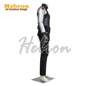 Costume de cosplay personnalisable complet de Bucky le <span class=keywords><strong>Soldat</strong></span> <span class=keywords><strong>d</strong></span>'<span class=keywords><strong>Hiver</strong></span> du film Marvel, en cuir PU, denim et toile, pour hommes # 39;s Personnel - Product Image 2