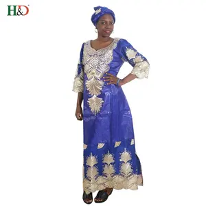 H & D 100% Cotton Bazin Riche African Clothes Women Embroidery Dashiki dress in promotion