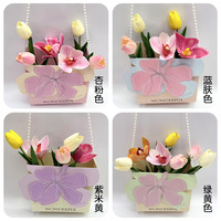 Boîte à fleurs créative, boîte à bouquet, emballage pour la fête des mères, décoration pour maman, boîte cadeau, nœud rose, boîte à gâteau
