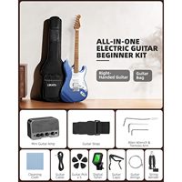 LEKATO 39 İnç Tam Boy Başlangıç Seviyesi Elektrik Gitar Seti, HSS Katı Gövdeli 5W Mini Amfi Çantası-Akustik Başlık