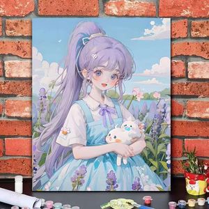 Juego de pintura abstracta moderna por números Kit de pintura al óleo digital Premium con lienzo enmarcado y suministros de arte completos <span class=keywords><strong>para</strong></span> decoración del hogar - Product Image 3