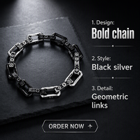 Gelang Rantai Baja Anti Karat Motif Bunga Desain Cuban Chain Wrap untuk Pria Gaya Hip-Hop Hadiah Pesta & Pernikahan Perhiasan