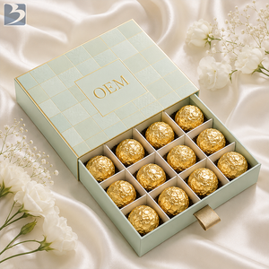 Boîte à tiroir personnalisée en papier kraft recyclé avec laminage mat et séparateur pour chocolats, bonbons, desserts, emballages cadeaux - Product Image 1