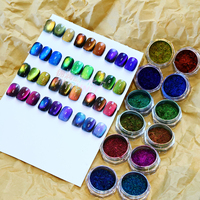 Pigment magnétique effet œil de chat à forte alignement, pigment magnétique effet caméléon avec effet néon galaxie hyper-évolutive pour le nail art