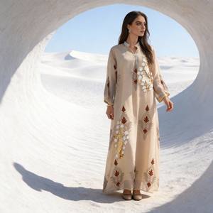 Robe Abaya en Polyester Brodée de Luxe de Style Nouveau pour Occasion Élégante, Fabrication Personnalisée OEM, Vente en Gros pour Femmes Musulmanes - Product Image 4