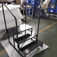 Escalier portable robuste à trois marches avec rampes, idéal pour l'extérieur, camping-car, spa, véranda, structure en acier