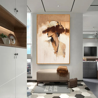 Décor à la maison techniques mixtes art fait à la main acrylique feuille d'or texturé peinture à l'huile femme portrait art toile art mural