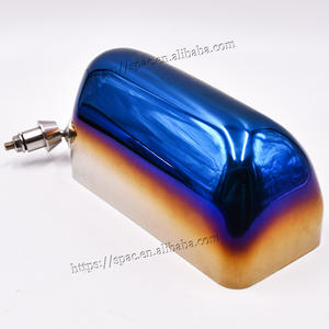 JDM rétroviseur universel <span class=keywords><strong>F1</strong></span> voiture de course miroir latéral brûlé artisanat carré titane miroirs bleus avec lentille bleue - Product Image 5