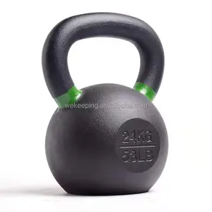 Logotipo personalizado ginásio acessórios 16 kg preto ferro fundido chaleira-sinos para fitness & musculação