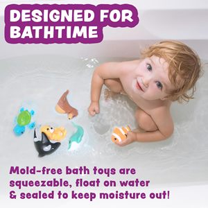 Jouets de bain écologiques sans trous, conçus pour garder l'humidité à l'extérieur, doux, compressibles et flottants, faciles à saisir, ensemble de jouets de bain pour bébés et tout-petits - Product Image 2