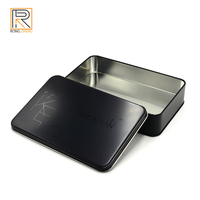 Boîte en étain rectangulaire noire de marque RongZheng, personnalisable en gros, recyclée pour l'emballage de cosmétiques, d'aliments (y compris le chocolat) et de bonbons