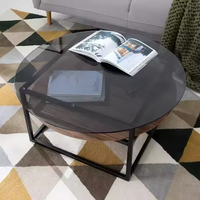 Mesa de Centro de Vidrio para Sala de Estar, Muebles Modernos de Lujo, Simplicidad, Mesa de Té Negra, Minimalismo Italiano, Duradera y Fácil de Limpiar