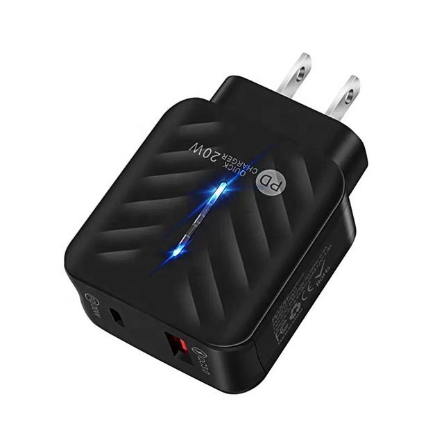 USB Wall Charger with PD Function Dual Port USB C QC3.0 Fast Charging 40W 20W 18W Adapter Electric Type