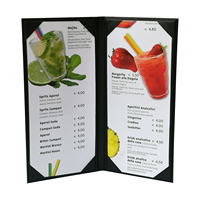 Porte-menu personnalisé avec logo, 4,25 x 11 pouces, en cuir PU, style livre, double pliage, panneau durable, affichage à 2 vues