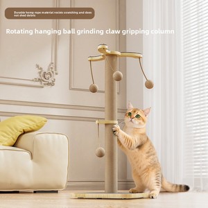 Tiragraffi Moderno in Fibra di Legno per Gatti con Scratching Board Integrato, Resistente, Non Sfaldabile, con Bastone Giocattolo Divertente, Forniture per Animali Domestici, Confezione in Cartone - Product Image 3