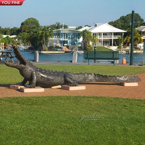 YOUFINE Statue d'alligator en bronze grandeur nature, sculpture de crocodile pour terrasse en bord de <span class=keywords><strong>lac</strong></span> et aménagement paysager extérieur - Product Image 4