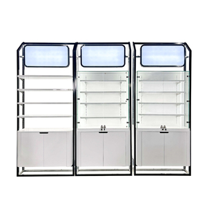 Modern Cosmetic Display Rack with LED Light Box Luxury Retail Beauty Shop Shelving Unit with Bottom Storage <b>Cabinet</b> - Product Image 3